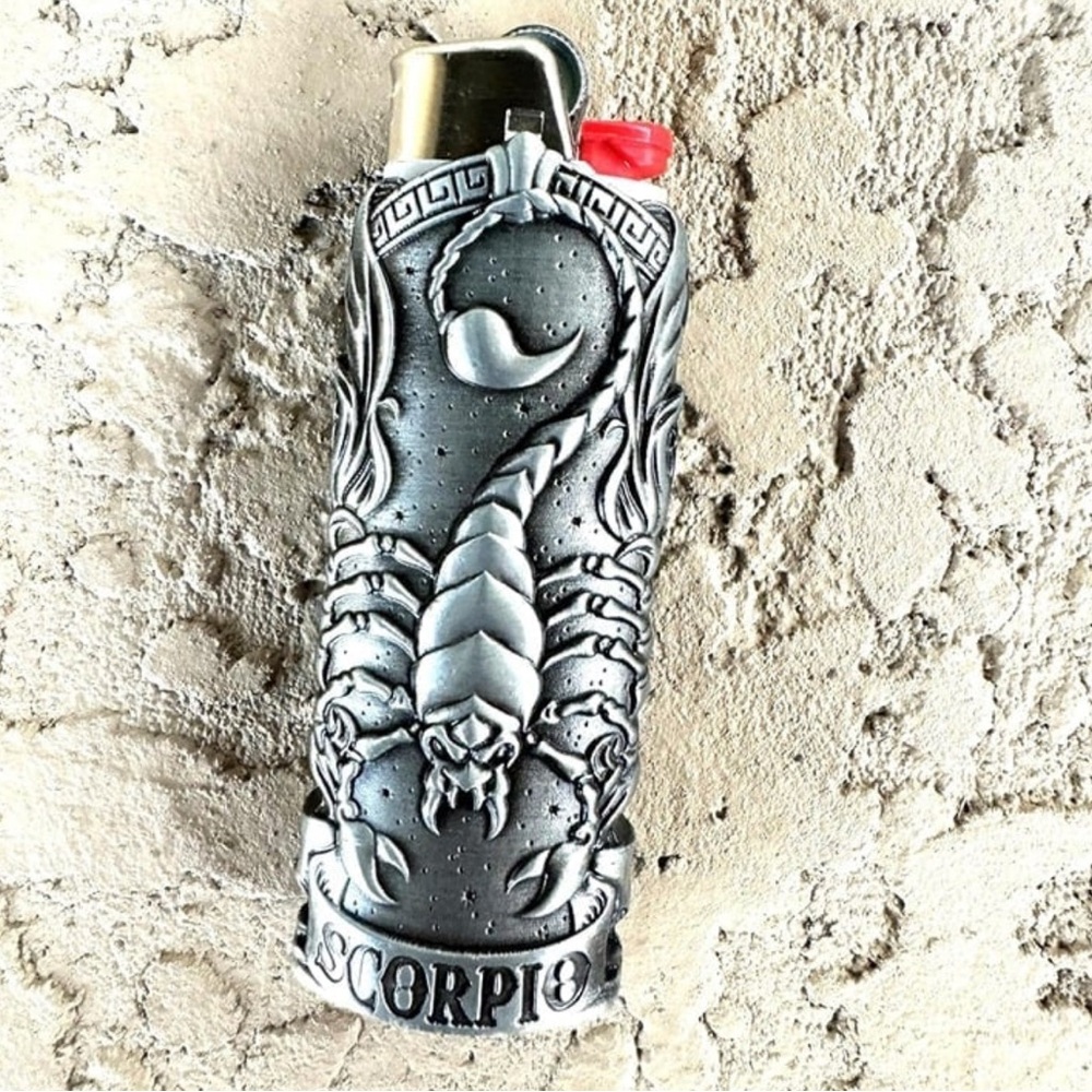 Metal lighter case fits BIC lighter standard size j6 holder zodiac case Scorpio